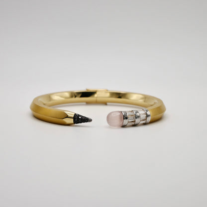 Pencil Bangle with Moissanite and Pink Nephrite, view 6