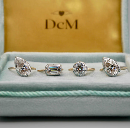 Georgian Victorian Collet Button Back Ring, 2 Ct, Lab Diamond or Moissanite, view 5