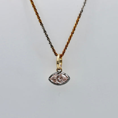 Pink Marquise Lab Diamond Pendant in Georgian Collet, 18K Gold