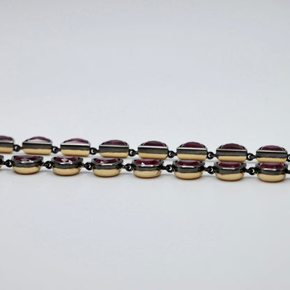 Georgian Victorian Riviere Scalloped Half Moon Collet Ruby Tennis Necklace
