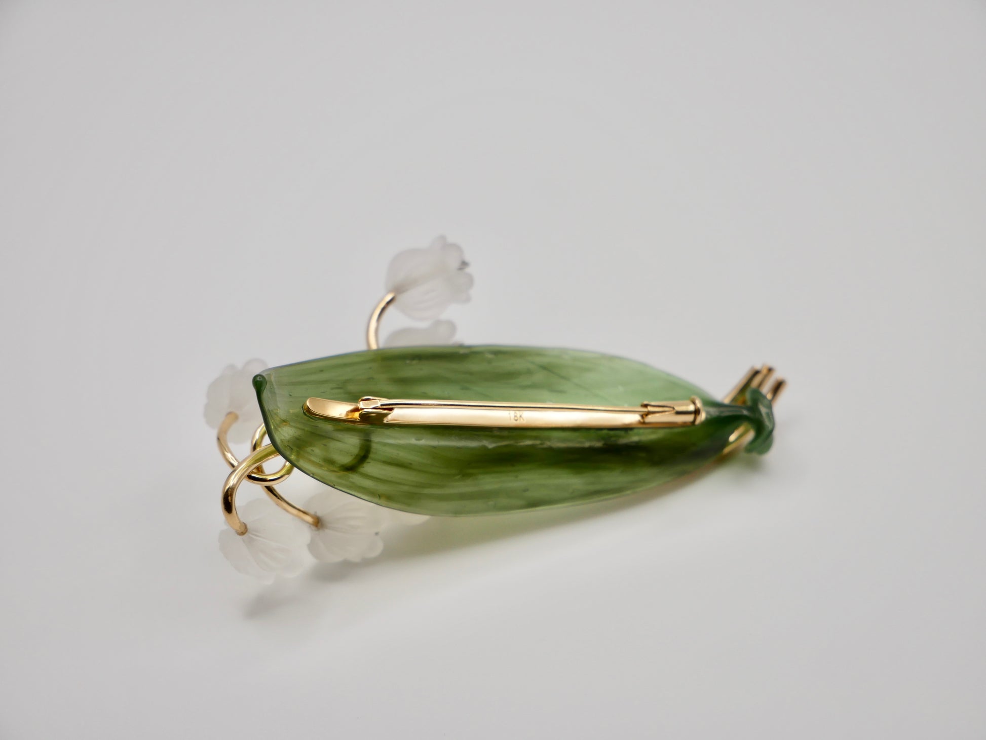 1stdibs - lily of the valley brooch - nephrite - rock crystal - diamonds - antique lily of the valley