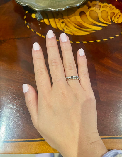 Micro Pave Thin Gold Diamond or Moissanite Ring, view 8