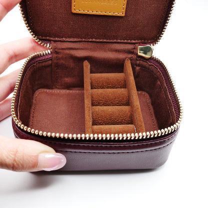 Small Leather Bellboy Burgundy Jewelry Box, view 5