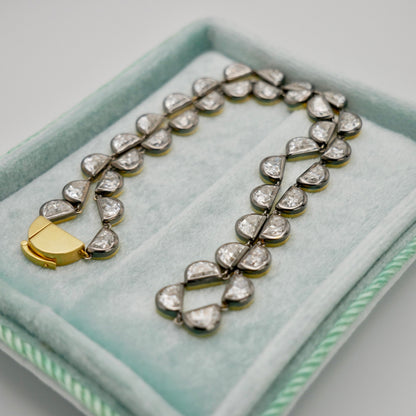 Georgian Victorian Riviere Scalloped Half Moon Collet Tennis Necklace, view 13