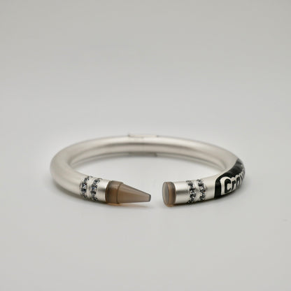 Customizable Crayon Bracelet with Grey Agate and Moissanites, Gold Filled, view 2