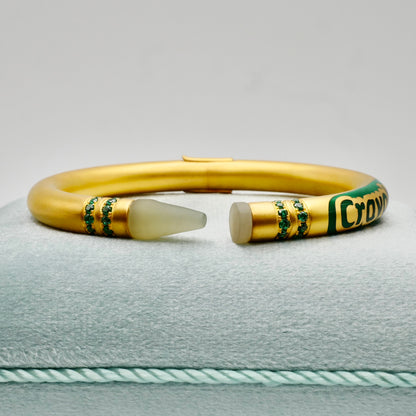 Customizable Crayon Bracelet with Nephrite and Lab Emeralds, Gold Filled, view 10