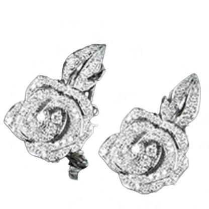 Large Diamond Bloom Leaf Studs, 18K Gold