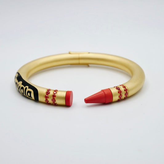 Customizable Crayon Bracelet with Orange Coral and Orange Moissanites