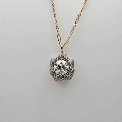 Vintage Inspired Old Mine Cut Cushion Halo Pendant
