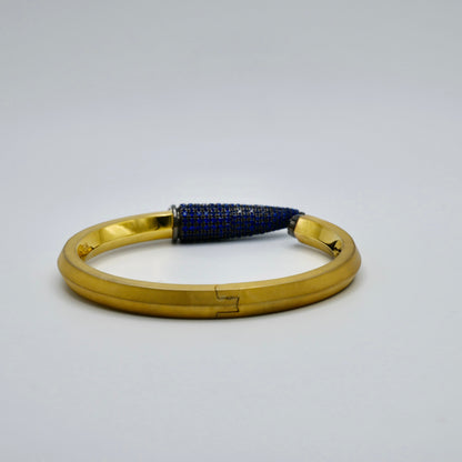 Pen Bangle with Lab Grown Blue Sapphire Pavé, 18K Yellow Gold Filled, view 3