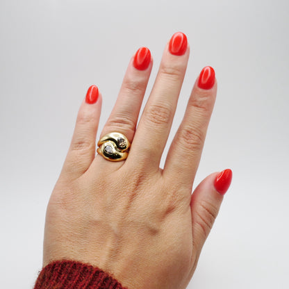 Moi et Toi Double Pear Shaped Champagne Diamond Wrap Ring, 18K Yellow Gold, view 4