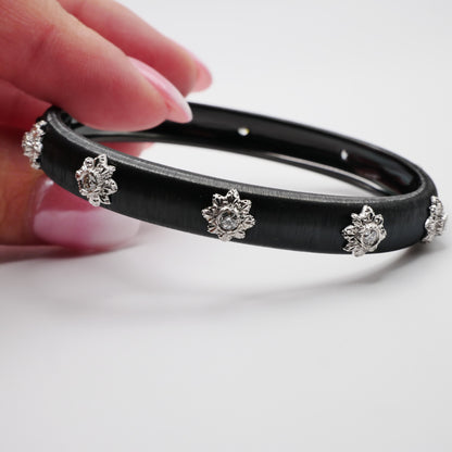 Engraved Fabric Silk Diamond Bangle, 18K Gold, view 3