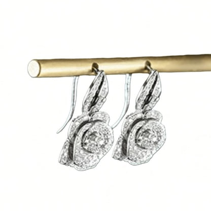 Large Diamond Bloom Leaf Studs, 18K Gold, view 2