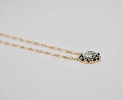 Cushion Cut Lab Diamond Gold Trombone Chain Necklace, 18K Gold, view 3