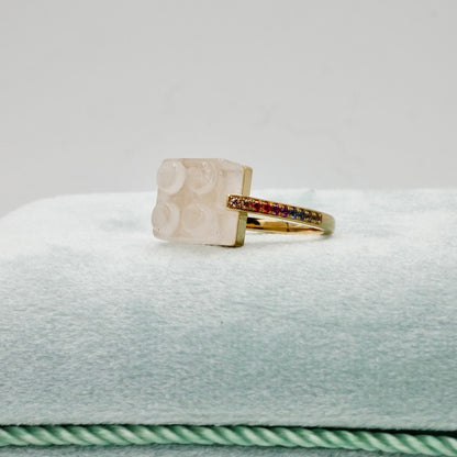 Building Block Ring with Quartz and Rainbow Sapphires, view 5