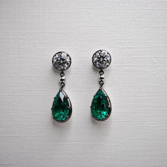 Multi-Shape Georgian Victorian Gold Earrings, 14K Gold, view 2