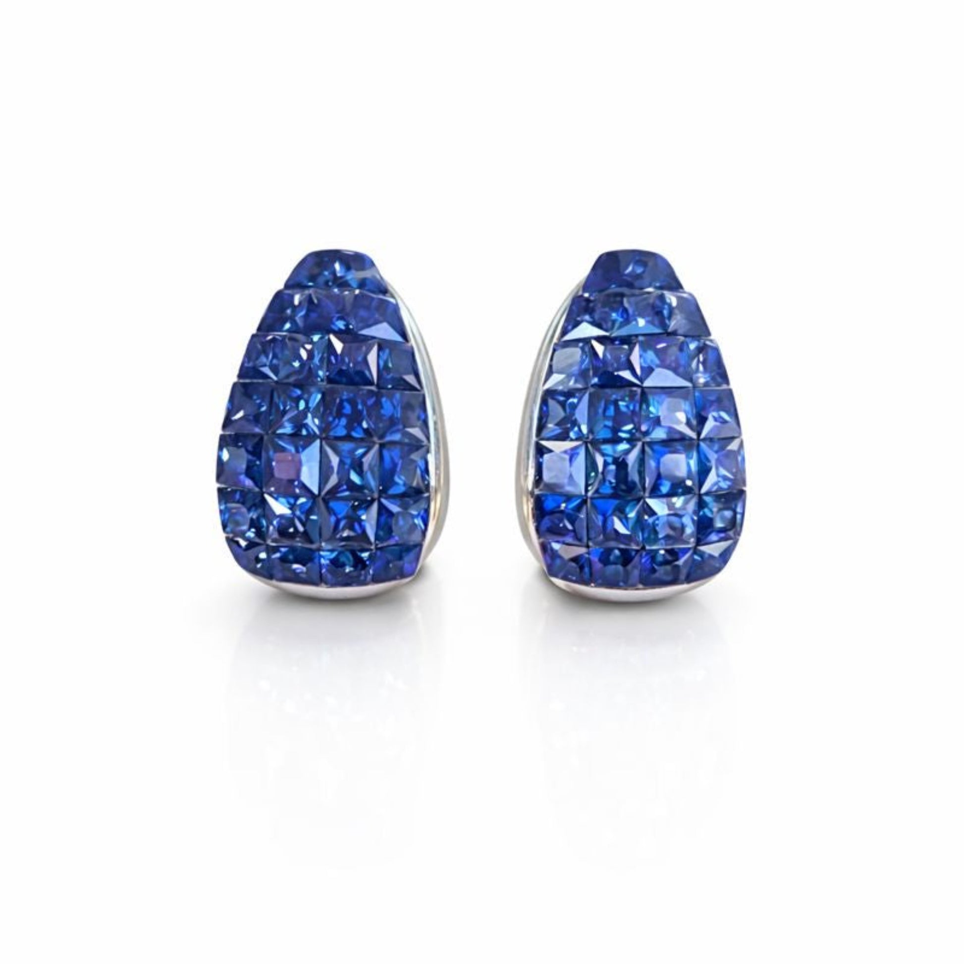 Reversible Carré-Cut Natural Ruby, Sapphire or Emerald Earrings with Lab Diamonds in 18K Gold | by Disco Marshmallow