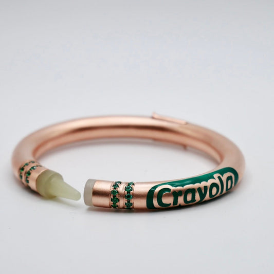 Customizable Crayon Bracelet in 18K Gold Filled with Nephrite and Lab Emeralds