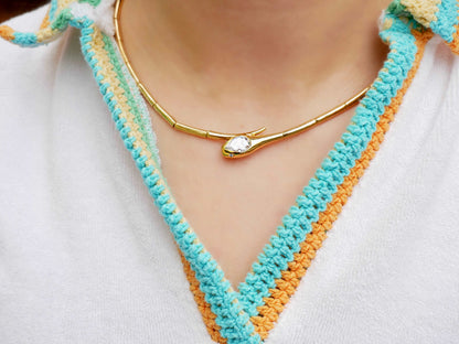 Bamboo Serpent Collar Necklace, view 7