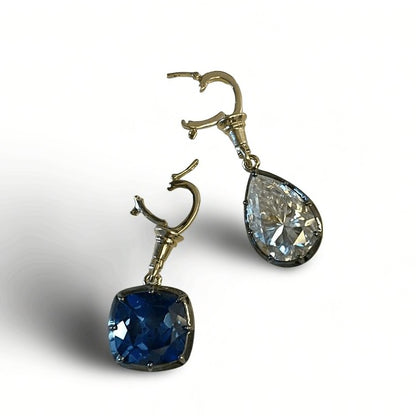 Georgian Victorian Sapphire Cushion Ball Chain Pendant