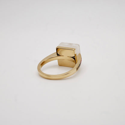 Building Block Ring with Quartz and Rainbow Sapphires, view 4