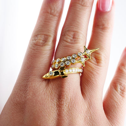 Shooting Star Wrap Ring with Moissanites, 18K Gold Filled, view 6