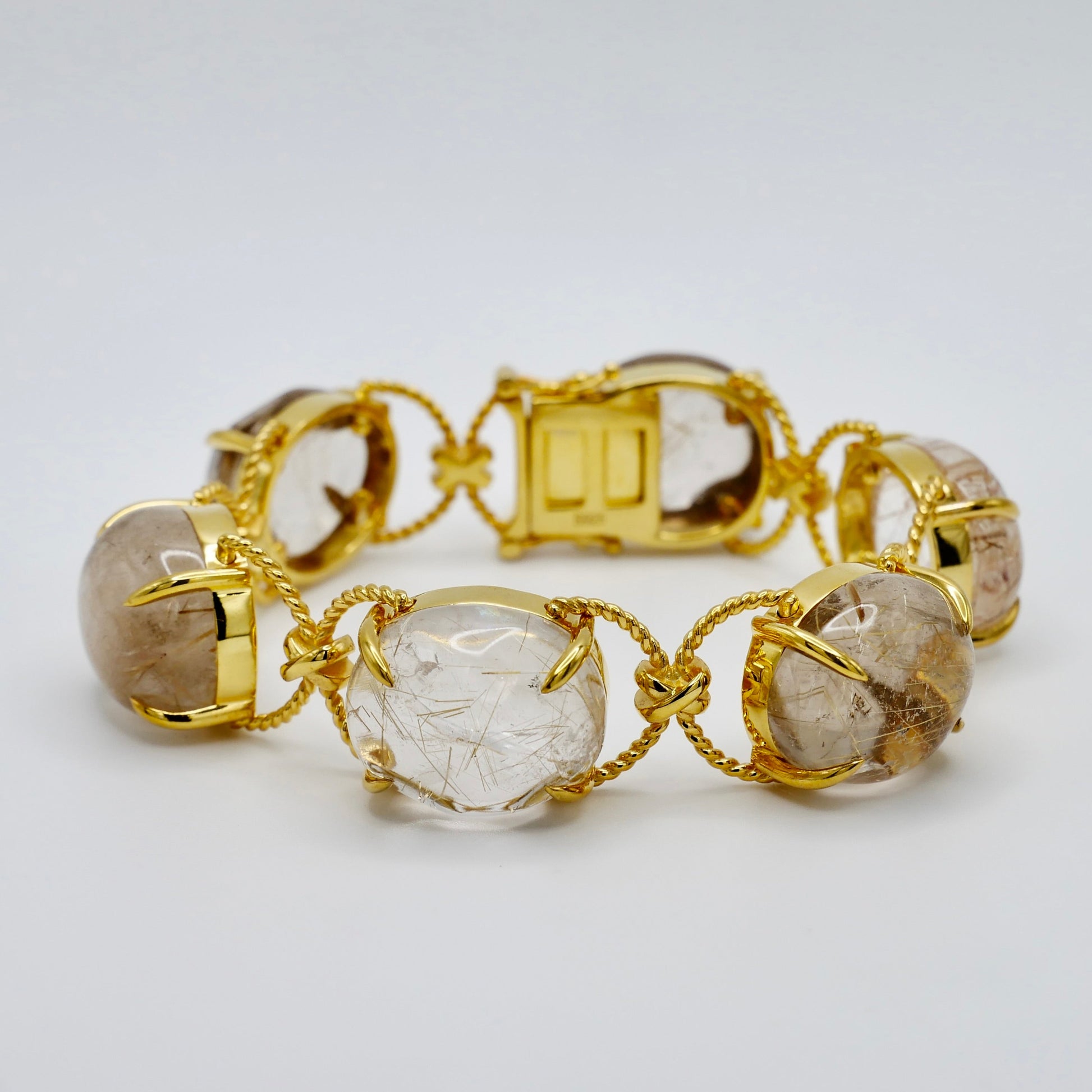 Pebble Cabochon Sicilian Rutilated Quartz Rope Bracelet