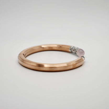 Pencil Bangle with Moissanite and Pink Nephrite, 18K Gold Filled, view 5