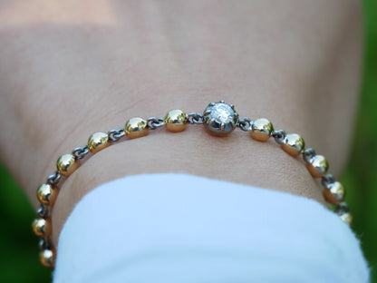 Ball Chain Georgian Victorian Bracelet with Moissanite or Lab Diamond, view 8