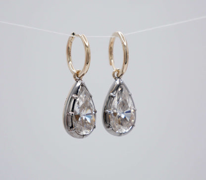 Pear Shaped Moissanite Georgian Victorian Earrings, view 2