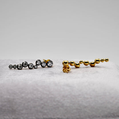 Georgian Cascade Drop Earrings - Blackened Gold with Collet-Set Moissanites in 14K or 18K Gold, view 4