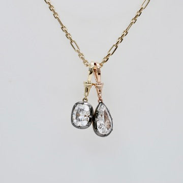 Georgian Victorian Diamond Pear Art Deco Ball Chain Pendant