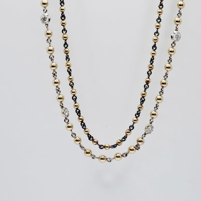 Georgian Victorian Art Deco Ball Sphere Chain Necklace, 3 mm, view 2