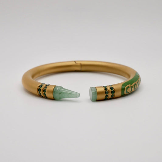 Crayon Bracelet with Nephrite and Lab Emeralds, 18K Gold Filled, Ready to Ship