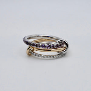 Interlocking Amethyst and Diamond Trinity Ring Set