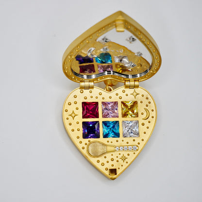 Celestial Makeup Palette Heart Locket Pendant in 18K Gold Filled