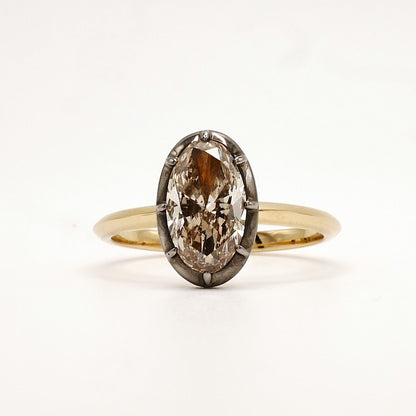Georgian Victorian Champagne Oval Lab Diamond Ring, 14K Gold, view 6