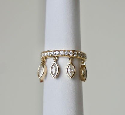 Pave Marquise Shaker Ear Cuff, 14K Gold, view 2