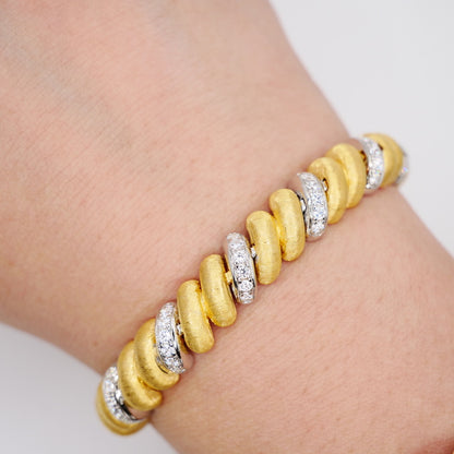 Rigatto Silk Engraved Bracelet with Moissanites, 18K Gold Filled, view 6