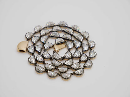 Georgian Victorian Riviere Scalloped Half Moon Collet Tennis Necklace, view 2