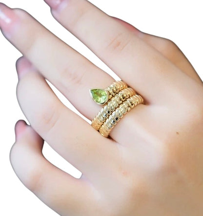 Tubogas Serpenti Snake Ring with Peridot, 18K Gold, view 11