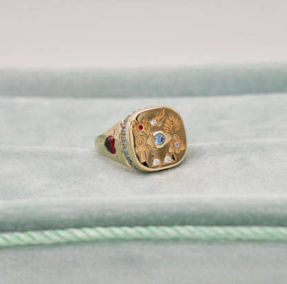 Hieroglyphs Ring, 14K Gold, view 6