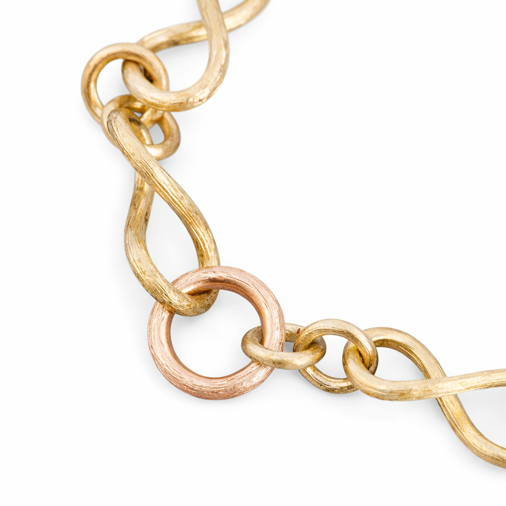 18K Gold Chain Bracelet | Italian Rigatto Technique | Luxury Charm Bracelet | Yellow Rose Gold | Handmade Link Bracelet" | Buccellati style | Italian engraved gold jewelry | rigato technique | by Disco Marshmallow