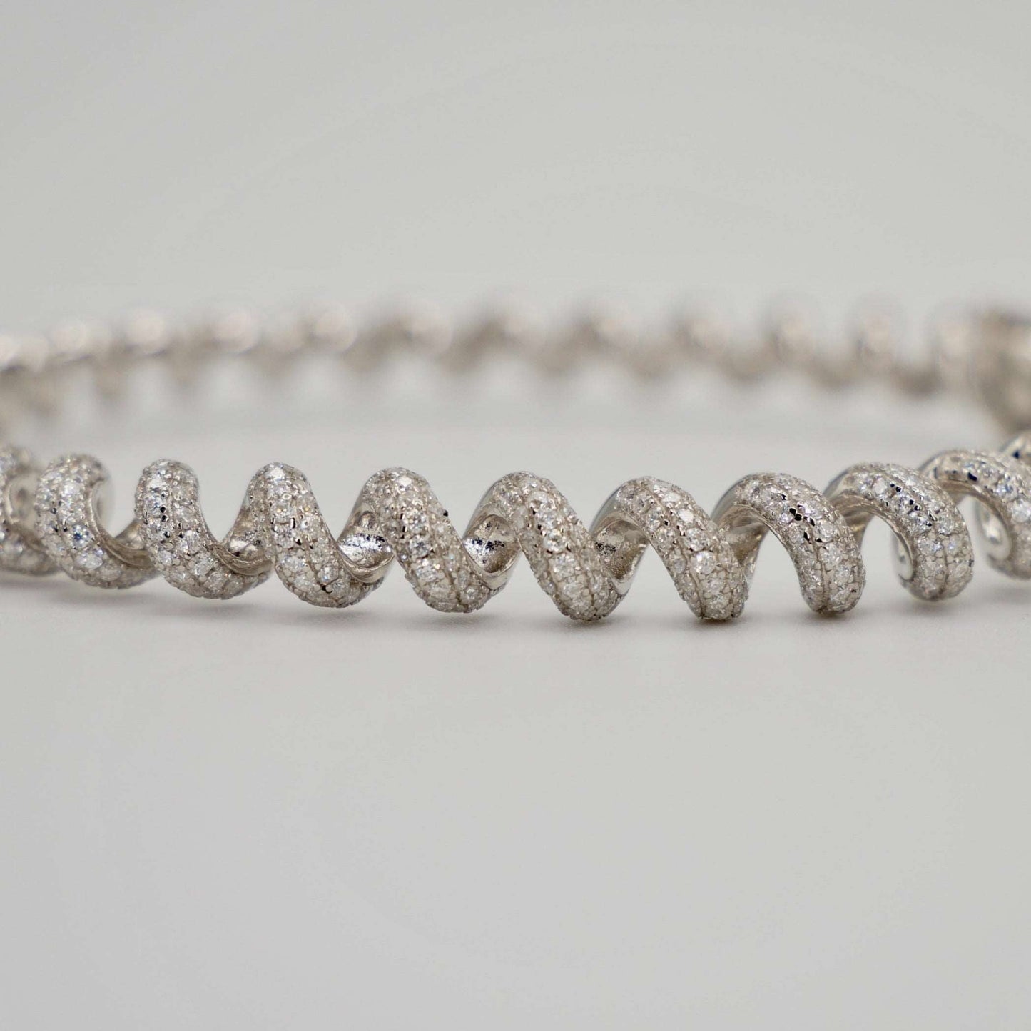 Fusilli Rotini Spiral Gold Moissanite Bangle, view 2