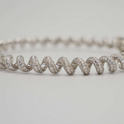 Fusilli Rotini Spiral Gold Moissanite Bangle, view 2