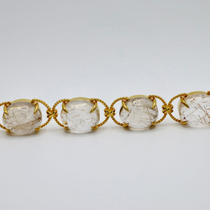 Pebble Cabochon Sicilian Rutilated Quartz Rope Bracelet, view 4