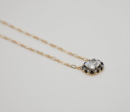 Cushion Cut Lab Diamond Gold Trombone Chain Necklace, 18K Gold, view 2