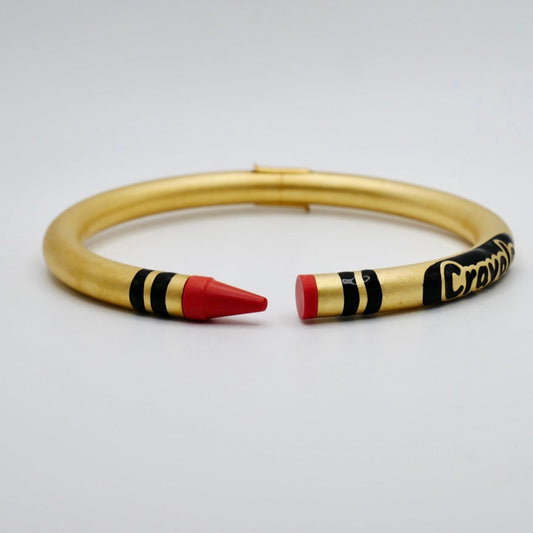 Customizable Crayon Bracelet with Orange Coral Tips and Black Accents