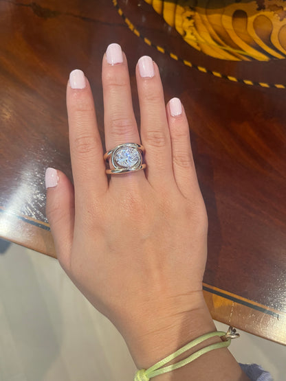 Oval Moissanite Interlocking Loops Ring, view 12