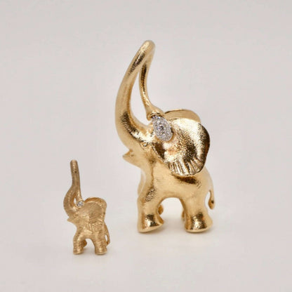 Diamond Large Elephant Pendant Charm, 18K Gold